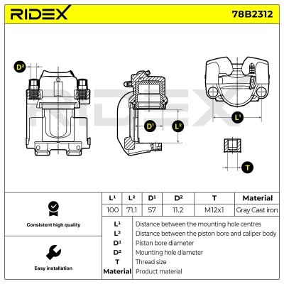 Brake Caliper RIDEX 78B2312 78B2312 - photo 2