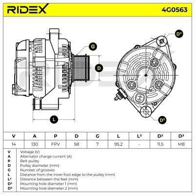 Alternator RIDEX 4G0563 4G0563 - photo 7