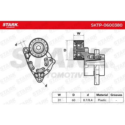 Belt Tensioner V-Ribbed Belt Stark SKTP-0600380 SKTP-0600380 - photo 6