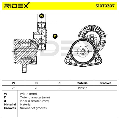 Belt Tensioner V-Ribbed Belt RIDEX 310T0307 310T0307 - photo 6