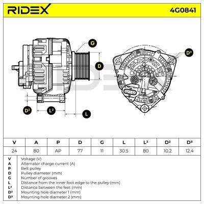 Alternator RIDEX 4G0841 4G0841 - photo 7