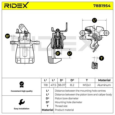 Brake Caliper RIDEX 78B1954 78B1954 - photo 3