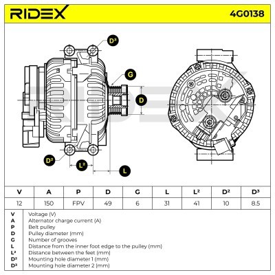Alternator RIDEX 4G0138 4G0138 - photo 8