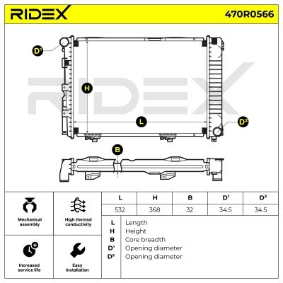 Radiator, Engine Cooling RIDEX 470R0566 470R0566 - photo 5