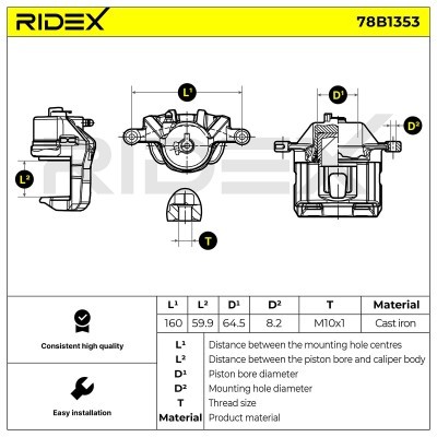 Brake Caliper RIDEX 78B1353 78B1353 - photo 6