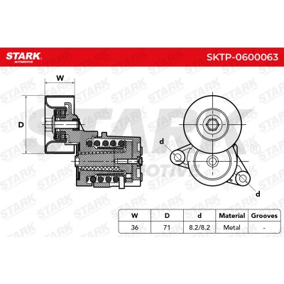 Belt Tensioner V-Ribbed Belt Stark SKTP-0600063 SKTP-0600063 - photo 5