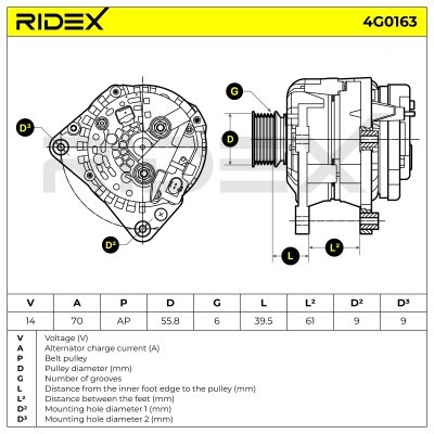Alternator RIDEX 4G0163 4G0163 - photo 7