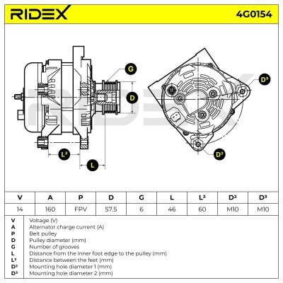 Alternator RIDEX 4G0154 4G0154 - photo 5