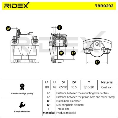 Brake Caliper RIDEX 78B0292 78B0292 - photo 2