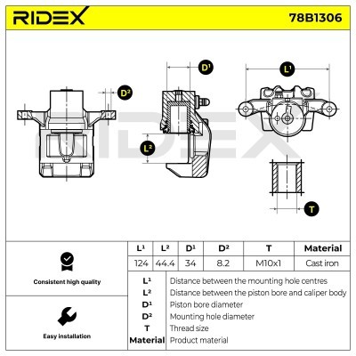 Brake Caliper RIDEX 78B1306 78B1306 - photo 7