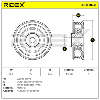 Belt Tensioner V-Ribbed Belt RIDEX 310T0631 310T0631 - photo 6