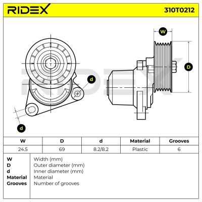 Belt Tensioner V-Ribbed Belt RIDEX 310T0212 310T0212 - photo 6