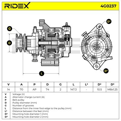Alternator RIDEX 4G0237 4G0237 - photo 11