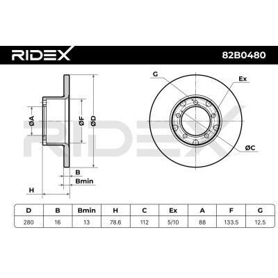 Brake Disc RIDEX 82B0480 82B0480 - photo 7
