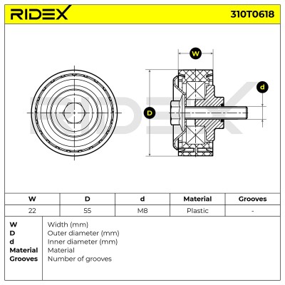Belt Tensioner V-Ribbed Belt RIDEX 310T0618 310T0618 - photo 6