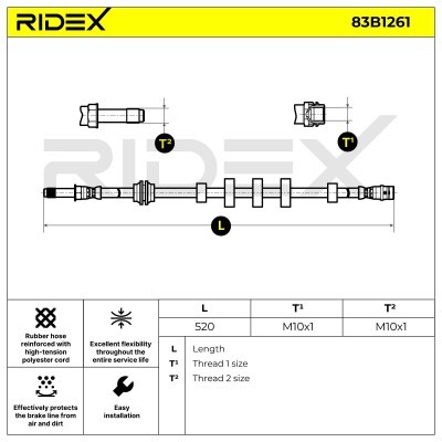 Brake Hose RIDEX 83B1261 83B1261 - photo 7
