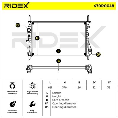 Radiator, Engine Cooling RIDEX 470R0048 470R0048 - photo 9