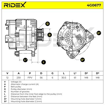 Alternator RIDEX 4G0677 4G0677 - photo 6