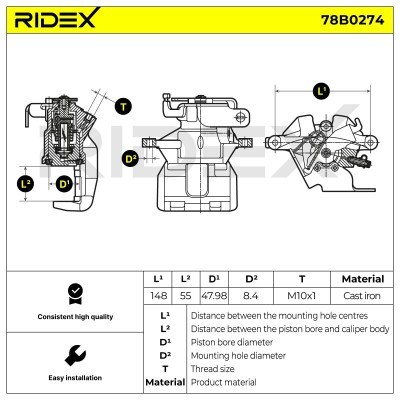 Brake Caliper RIDEX 78B0274 78B0274 - photo 4