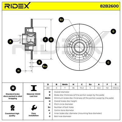 Brake Disc RIDEX 82B2600 82B2600 - photo 5