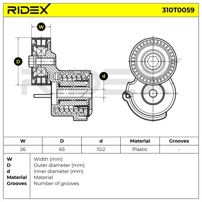 Belt Tensioner V-Ribbed Belt RIDEX 310T0059 310T0059 - photo 5