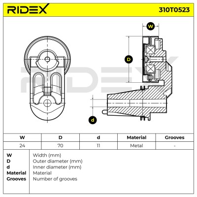 Belt Tensioner V-Ribbed Belt RIDEX 310T0523 310T0523 - photo 6