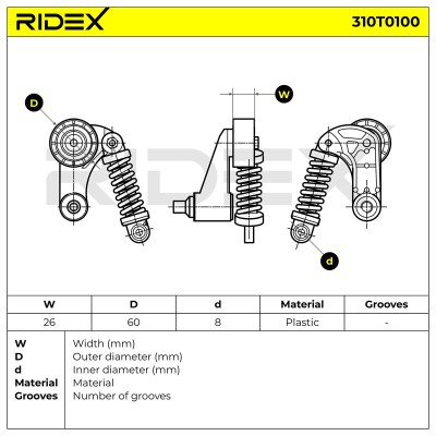 Belt Tensioner V-Ribbed Belt RIDEX 310T0100 310T0100 - photo 6