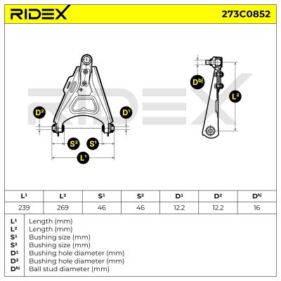 Control Arm RIDEX 273C0852 273C0852 - photo 5