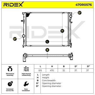Radiator, Engine Cooling RIDEX 470R0576 470R0576 - photo 6
