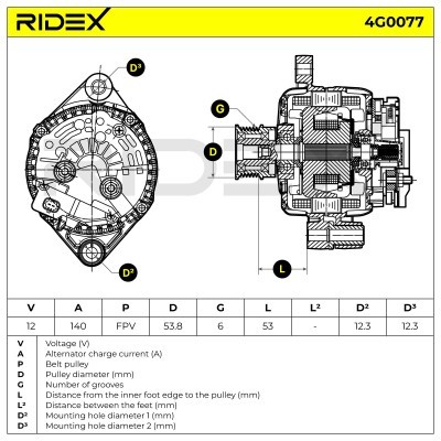 Alternator RIDEX 4G0077 4G0077 - photo 8