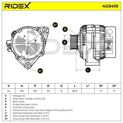 Alternator RIDEX 4G0410 4G0410 - photo 5
