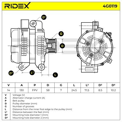 Alternator RIDEX 4G0119 4G0119 - photo 6
