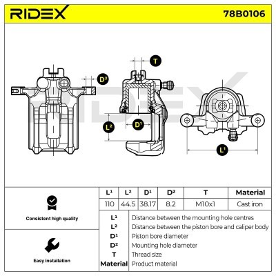 Brake Caliper RIDEX 78B0106 78B0106 - photo 6