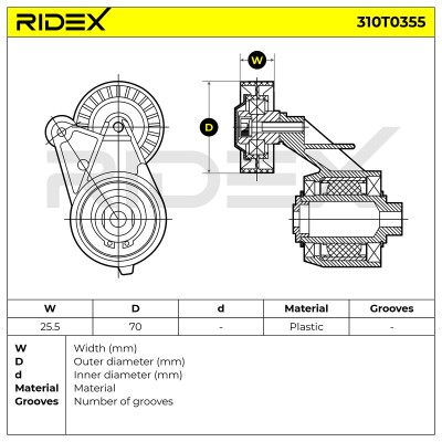 Belt Tensioner V-Ribbed Belt RIDEX 310T0355 310T0355 - photo 6