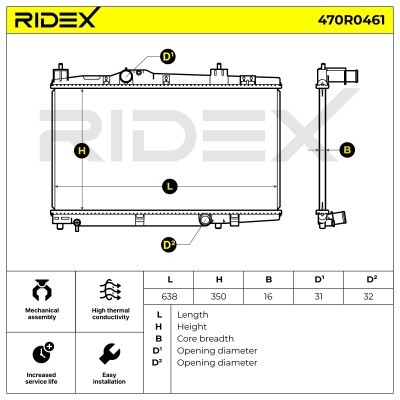Radiator, Engine Cooling RIDEX 470R0461 470R0461 - photo 8