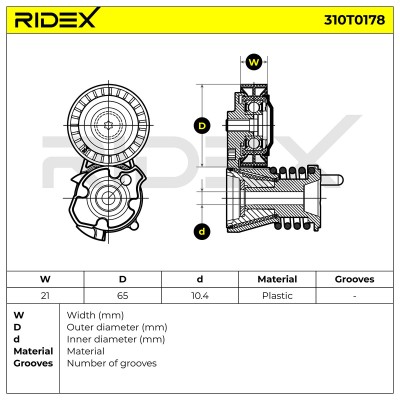 Belt Tensioner V-Ribbed Belt RIDEX 310T0178 310T0178 - photo 6