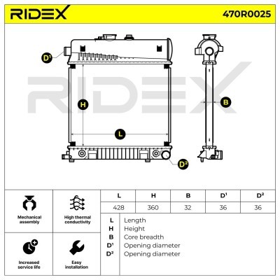 Radiator, Engine Cooling RIDEX 470R0025 470R0025 - photo 5