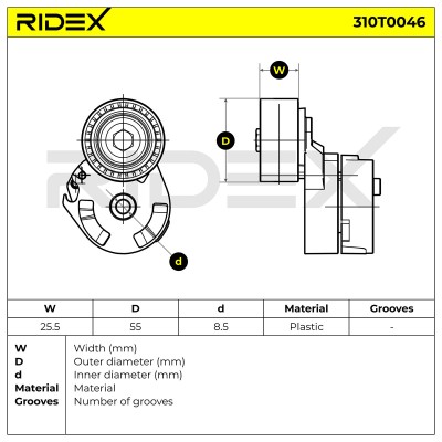Belt Tensioner V-Ribbed Belt RIDEX 310T0046 310T0046 - photo 6