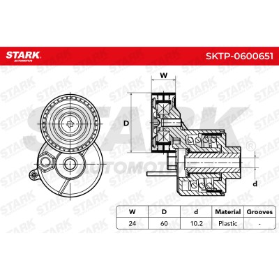 Belt Tensioner V-Ribbed Belt Stark SKTP-0600651 SKTP-0600651 - photo 6