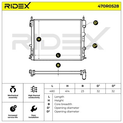 Radiator, Engine Cooling RIDEX 470R0528 470R0528 - photo 6