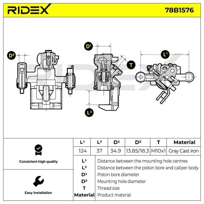 Brake Caliper RIDEX 78B1576 78B1576 - photo 6