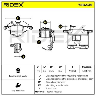 Brake Caliper RIDEX 78B2316 78B2316 - photo 3
