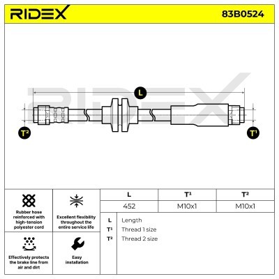 Brake Hose RIDEX 83B0524 83B0524 - photo 6