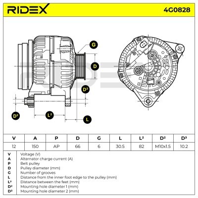 Alternator RIDEX 4G0828 4G0828 - photo 5