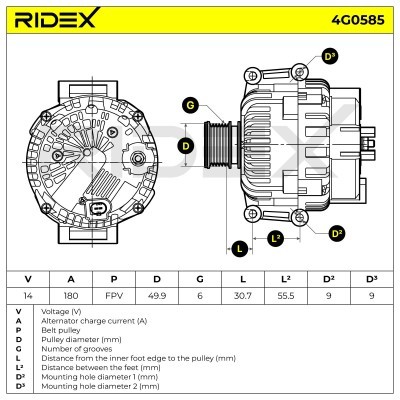 Alternator RIDEX 4G0585 4G0585 - photo 7
