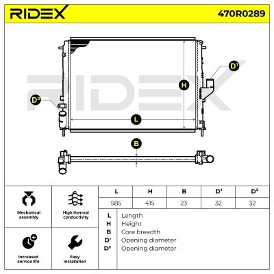 Radiator, Engine Cooling RIDEX 470R0289 470R0289 - photo 7