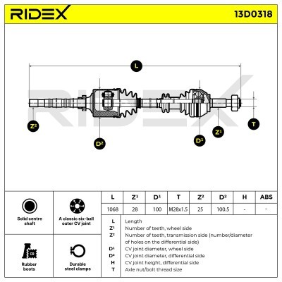 Drive Shaft RIDEX 13D0318 13D0318 - photo 7