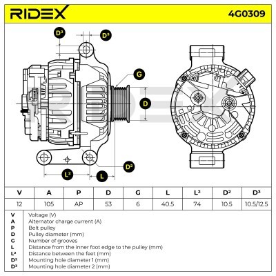 Alternator RIDEX 4G0309 4G0309 - photo 5