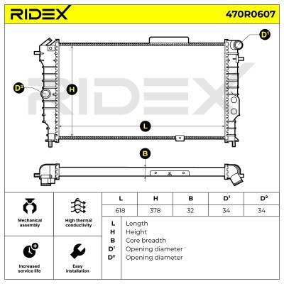 Radiator, Engine Cooling RIDEX 470R0607 470R0607 - photo 5