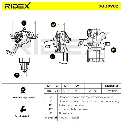 Brake Caliper RIDEX 78B0702 78B0702 - photo 7
